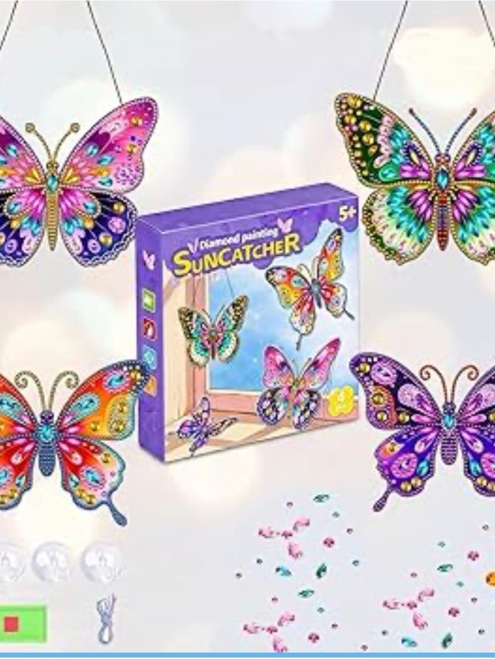 Butterfly Diamond Painting Suncatcher Kit - Multicolor